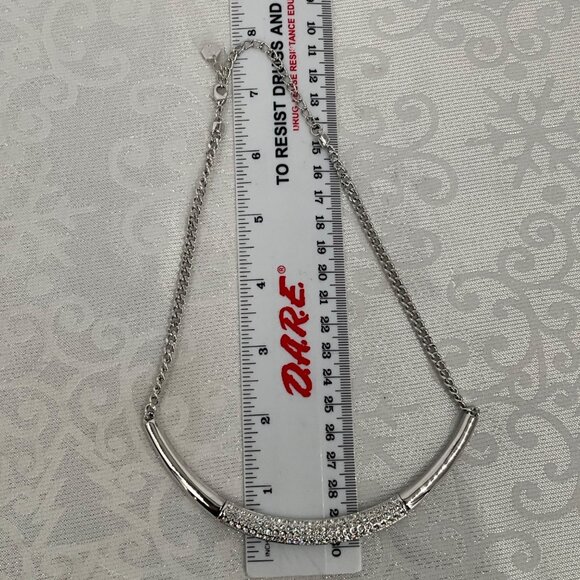 Swarovski Touchstone Silver Tone Necklace With Rhinestone Bar - Picture 5 of 5